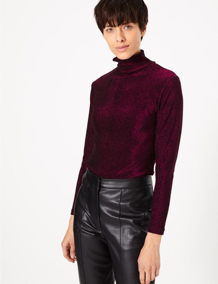 Marks & Spencer Metallic Long Sleeve Top Rowan