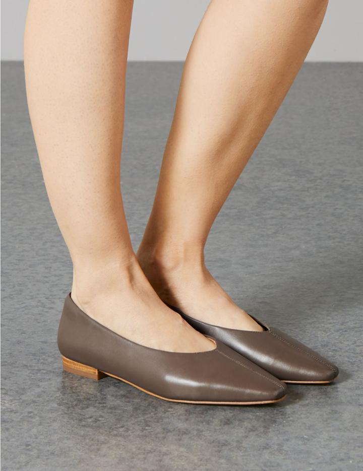 Marks & Spencer Leather Square Toe Pumps Mink