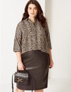 Marks & Spencer Curve Animal Print Long Sleeve Shirt Black Mix