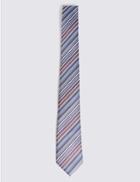 Marks & Spencer Striped Multi Colour Tie Burgundy Mix