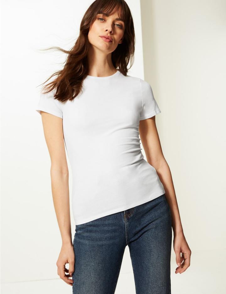 Marks & Spencer 2 Pack Fitted Short Sleeve T-shirt White/white