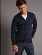 Marks & Spencer Button Front V-neck Cardigan Navy