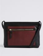 Marks & Spencer Faux Leather Colour Block Across Body Bag Black Mix