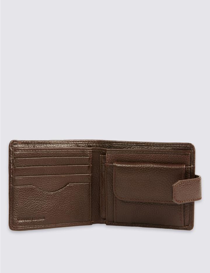 Marks & Spencer Leather Classic Bi Fold Coin Wallet With Cardsafe&trade; Brown