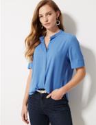 Marks & Spencer Button Detailed Blouse Cornflower