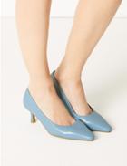 Marks & Spencer Wide Fit Kitten Heel Square Toe Court Shoes Blue