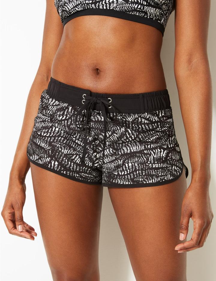 Marks & Spencer Monochrome Print Beach Swim Shorts Black Mix