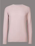 Marks & Spencer Pure Cotton Textured Slim Fit Jumper Dusty Pink