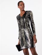 Marks & Spencer Sparkly Shift Mini Dress Black Mix