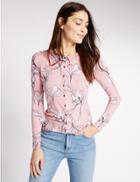 Marks & Spencer Abstract Floral Print Cardigan Blush