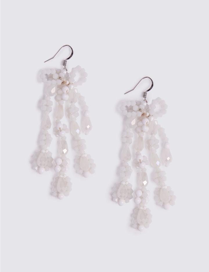 Marks & Spencer Beaded Bow Earrings White