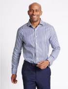 Marks & Spencer 2 Pack Pure Cotton Tailored Fit Shirt Dark Navy Mix