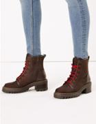 Marks & Spencer Lace Up Hiker Ankle Boots Chocolate