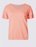 Marks & Spencer V-neck Angel Sleeve Jumper Coral