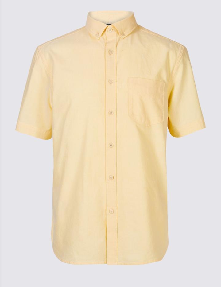 Marks & Spencer Pure Cotton Shirt With Pocket Yellow