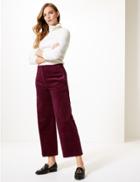 Marks & Spencer Corduroy High Waist Cropped Trousers Plum