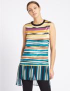 Marks & Spencer Striped Round Neck Sleeveless Jersey Top Multi