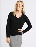 Marks & Spencer Lambswool Rich V-neck Jumper Black