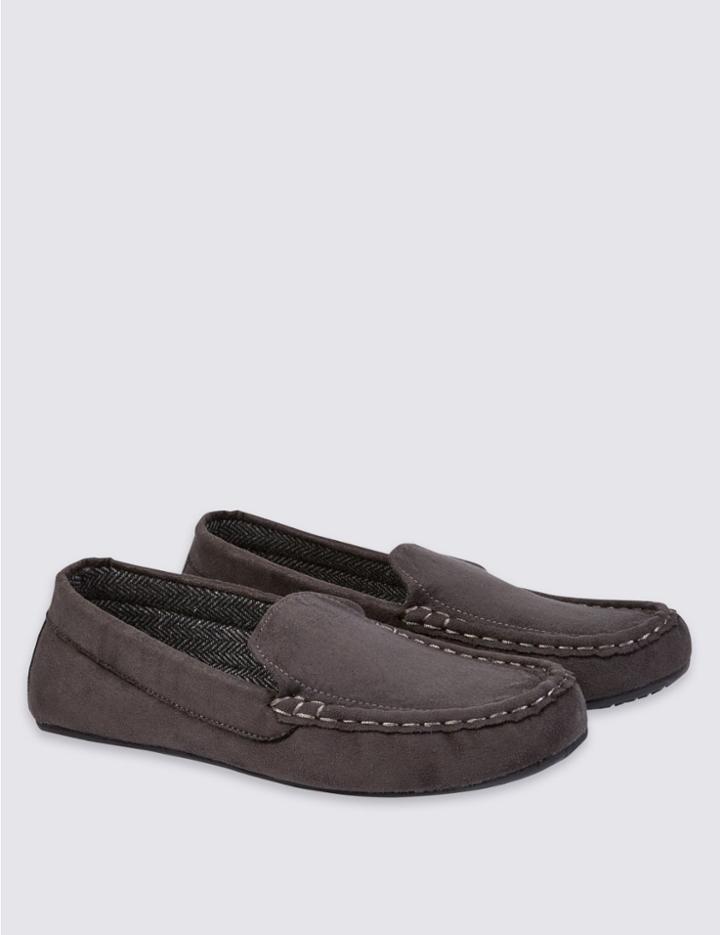 Marks & Spencer Suedette Slippers Charcoal