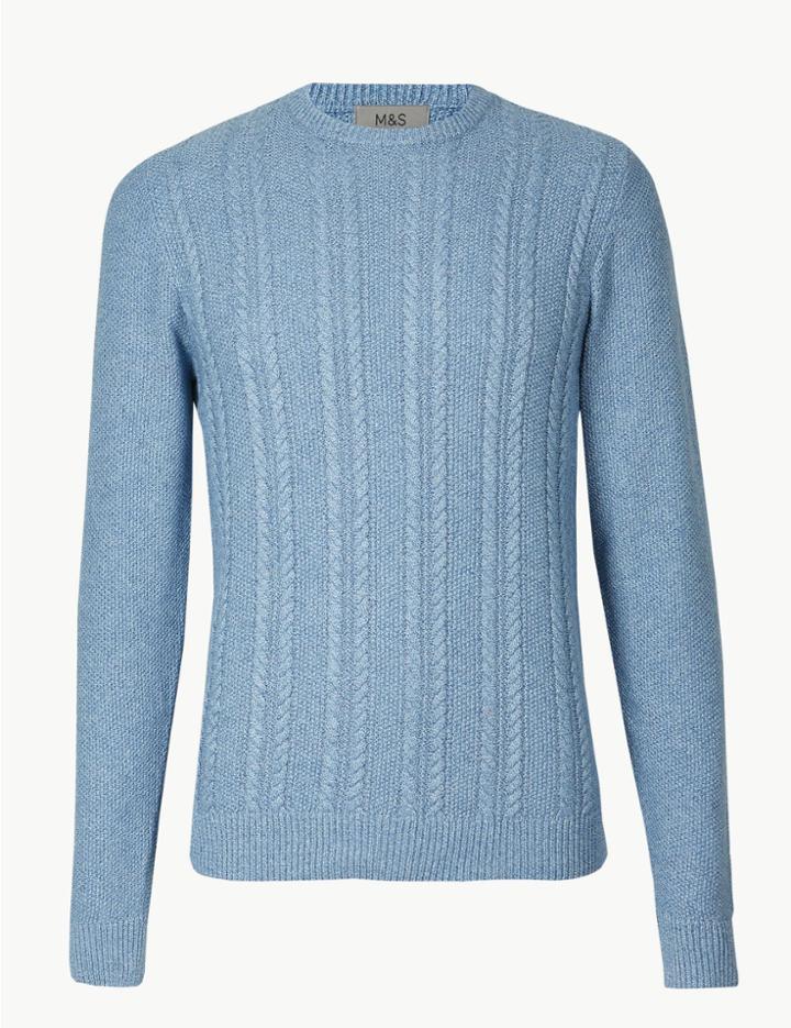 Marks & Spencer Pure Cotton Cable Knit Jumper Denim