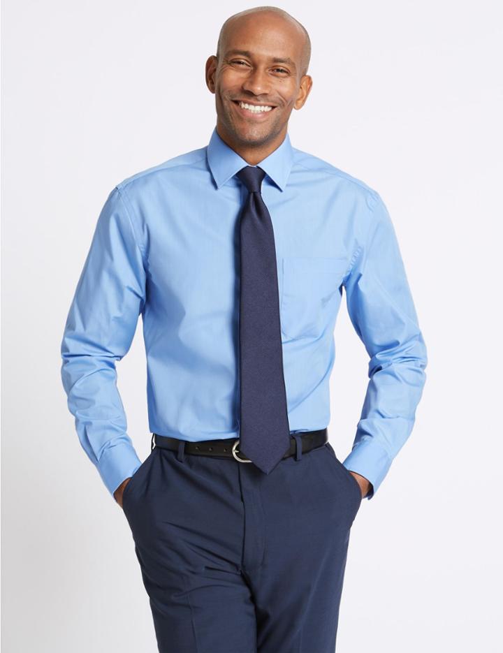 Marks & Spencer 2in Longer 3 Pack Regular Fit Shirts Blue