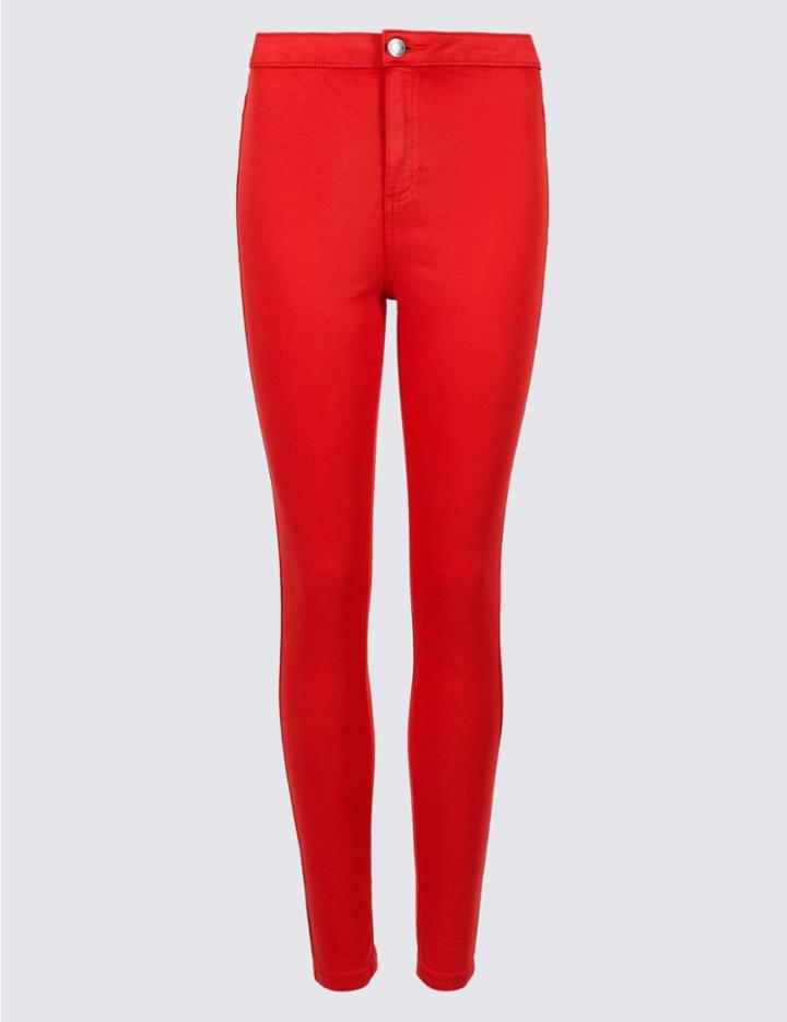 Marks & Spencer High Waist Super Skinny Jeans Bright Red