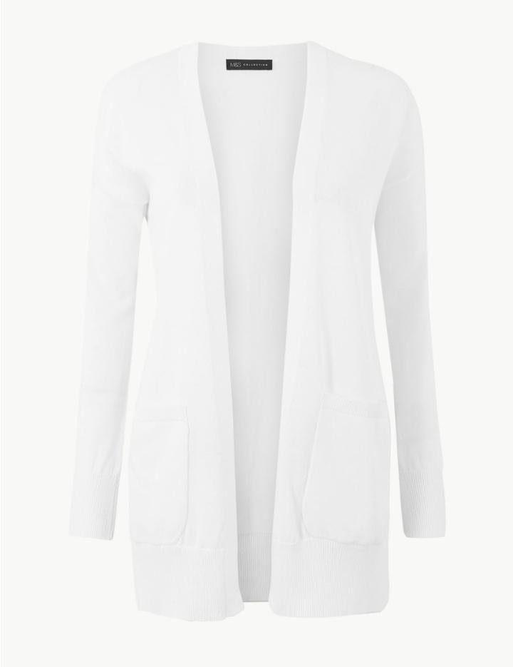 Marks & Spencer Pure Cotton Open Front Cardigan Soft White