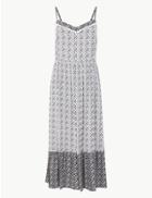 Marks & Spencer Geometric Print Midi Slip Dress Navy Mix