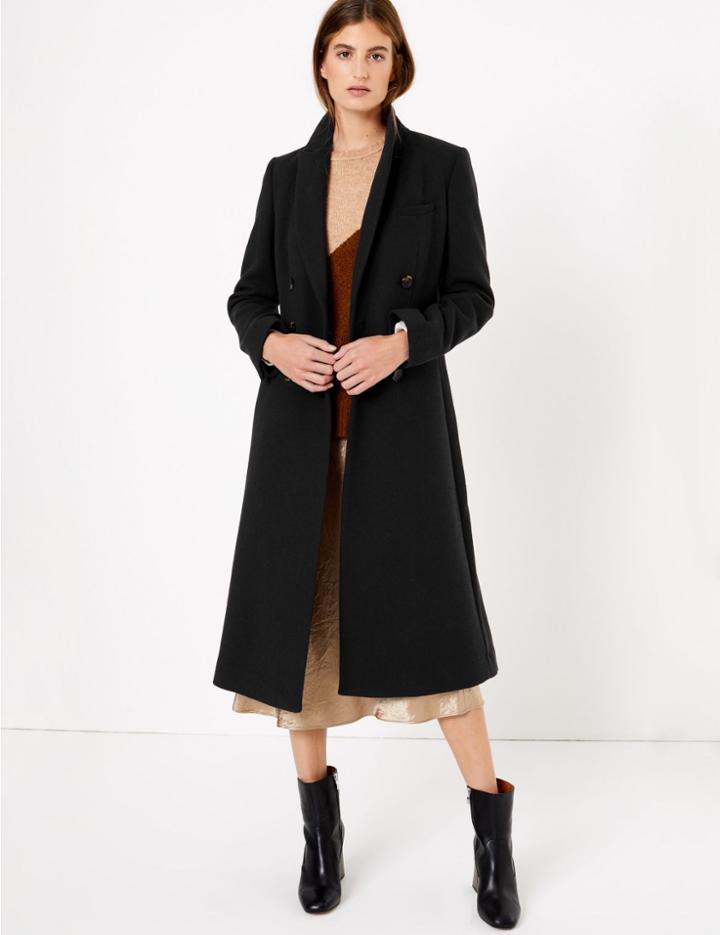 Marks & Spencer Wool Blend Waisted Overcoat