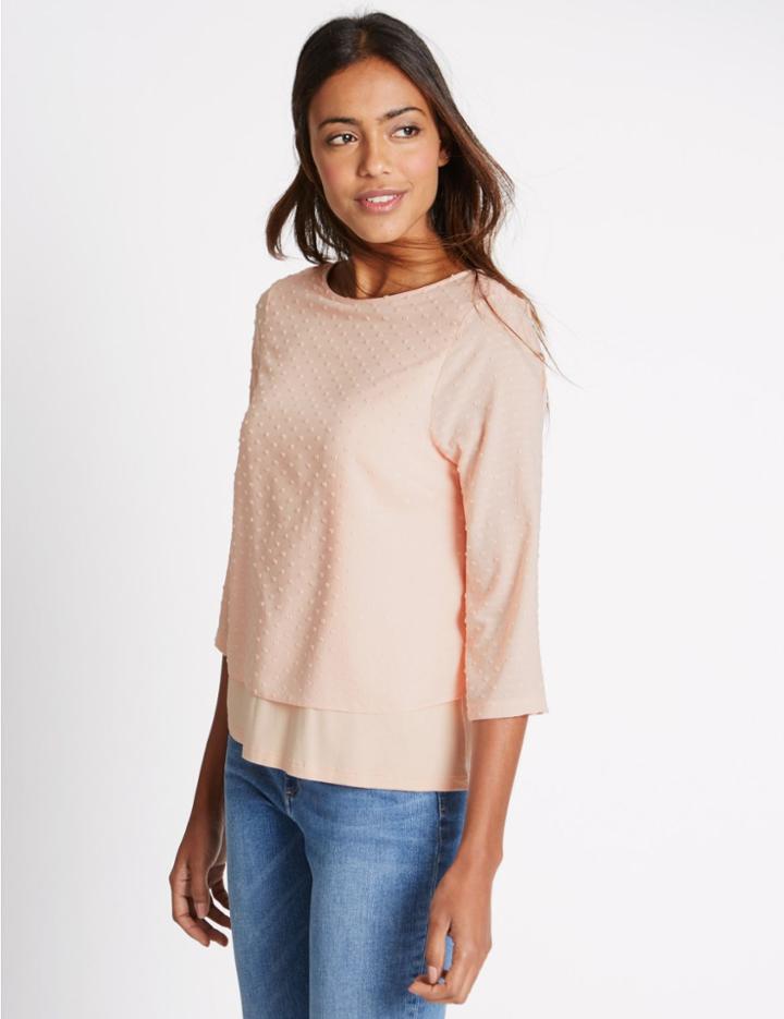 Marks & Spencer 3/4 Sleeve Jersey Top Blush