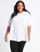 Marks & Spencer Cuvrve Round Neck Half Sleeve Blouse Soft White