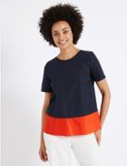 Marks & Spencer Pure Cotton Colour Block Shell Top Orange Mix