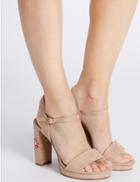 Marks & Spencer Wide Fit Angular Two Part Platform Sandals Pink Mix