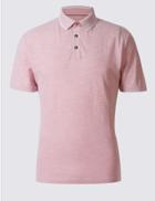 Marks & Spencer Pure Cotton Textured Polo Shirt Pink Mix
