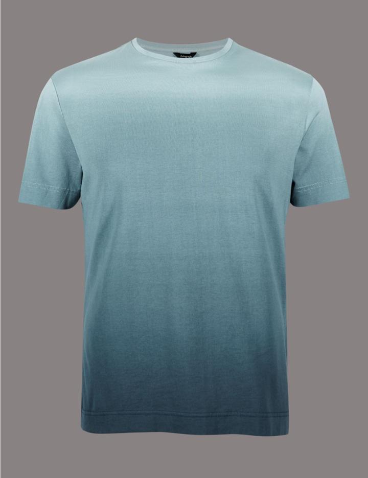 Marks & Spencer Slim Fit Pure Cotton Crew Neck T-shirt Blue Mix