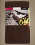Marks & Spencer 3 Pair Pack 60 Denier Body Sensor&trade; Opaque Tights Chocolate