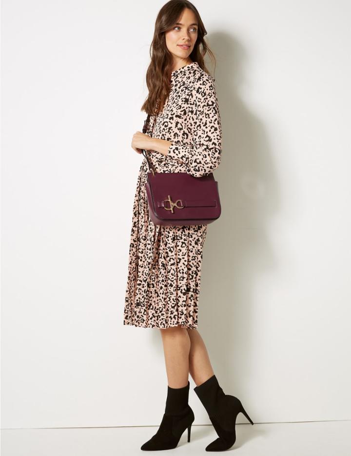 Marks & Spencer Faux Leather Ring Detail Cross Body Bag Wine