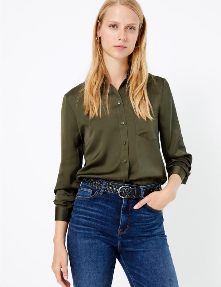 Marks & Spencer Satin Shirt Khaki