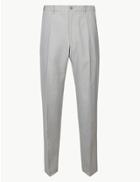 Marks & Spencer Regular Fit Flat Front Trousers Light Grey