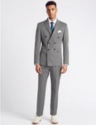 Marks & Spencer Grey Textured Double Breasted Jacket Light Grey