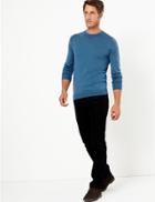 Marks & Spencer Supersoft Merino Wool Crew Neck Jumper Blue