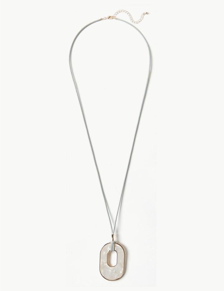 Marks & Spencer Oval Pendant Necklace Cream Mix