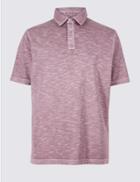Marks & Spencer Pure Cotton Textured Polo Shirt Rose Pink