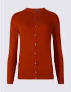 Marks & Spencer Ribbed Round Neck Cardigan Sienna