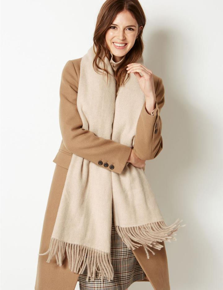 Marks & Spencer Textured Herringbone Scarf Natural Mix