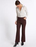 Marks & Spencer Slim Flared Trousers Dark Chestnut