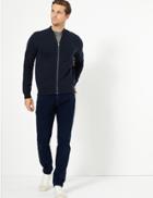 Marks & Spencer Cotton Bomber Zip Through Cardigan Navy