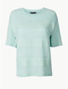 Marks & Spencer Petite Lace Round Neck Short Sleeve T-shirt Mint