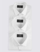 Marks & Spencer 3 Pack Easy To Iron Modern Slim Fit Shirts White
