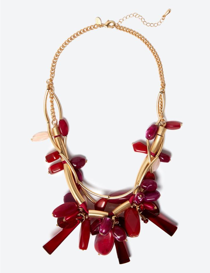 Marks & Spencer Entwined Flowers Necklace Berry